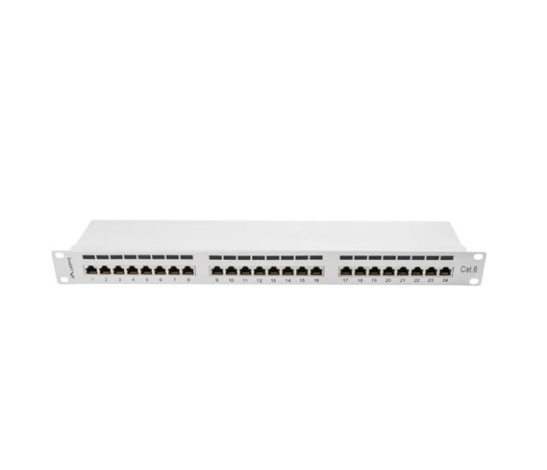 LANBERG Patch Panel 24 Port 1U Kat.6 szary ekranowany PPS6-1024-S - 457382 - zdjęcie